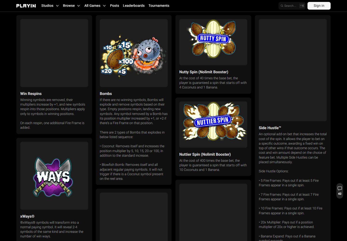 Official Soaked By Seamen feature grid with Bombs xWays and booster cards