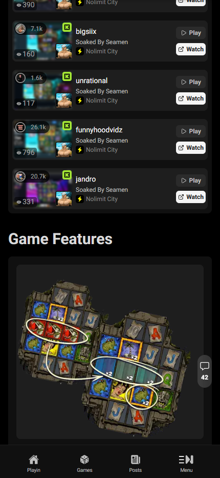 Official Soaked By Seamen mobile features page with Win Respins grid artwork